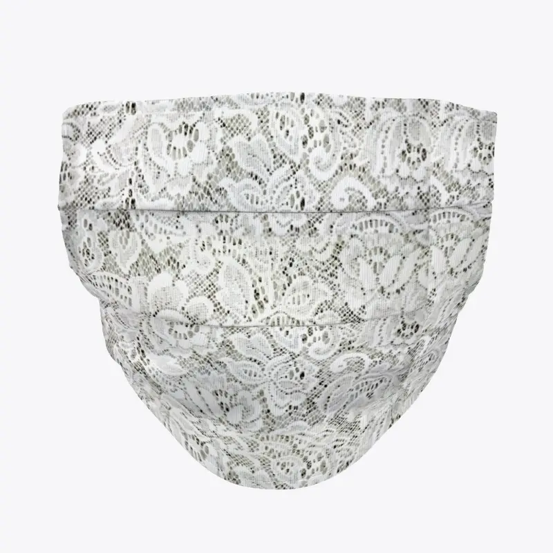 White lace printed mask