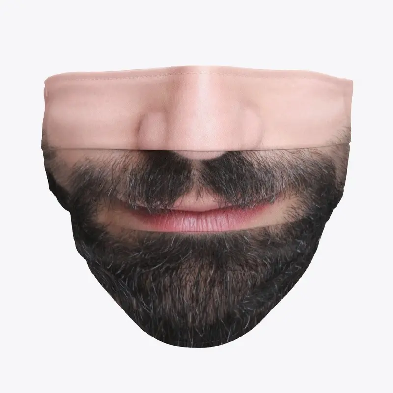 Smiling man's beard printed mask